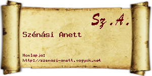 Szénási Anett névjegykártya
